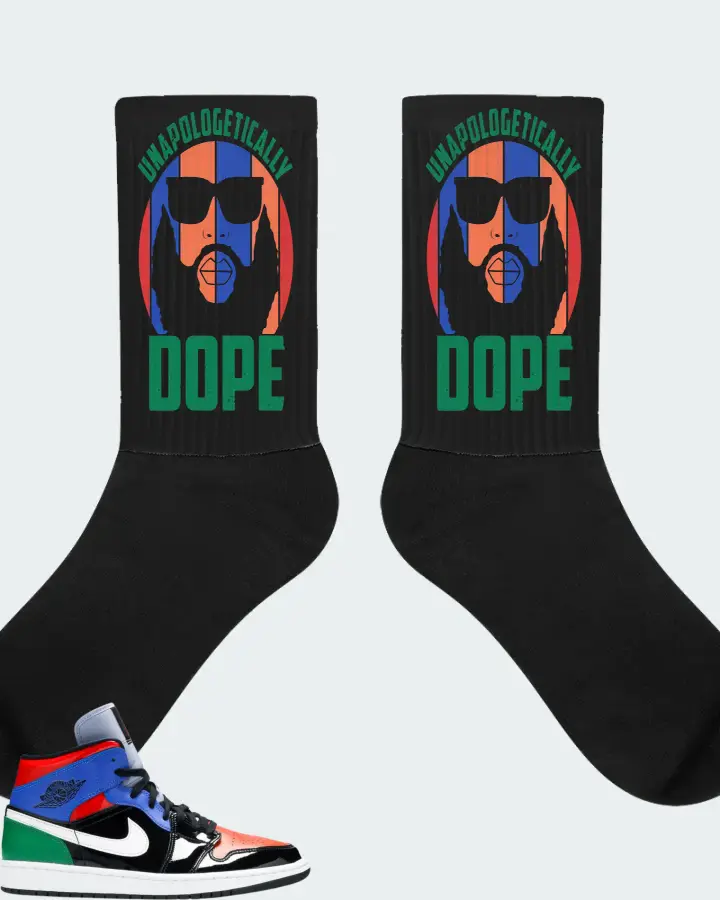 Jordan 1 Mid Sneaker Matching Black Socks - UNAPOLOGETICALLY DOPE Man