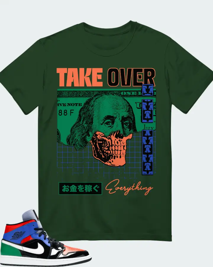 Jordan 1 Mid Sneaker Matching Forest T-Shirt - Take Over