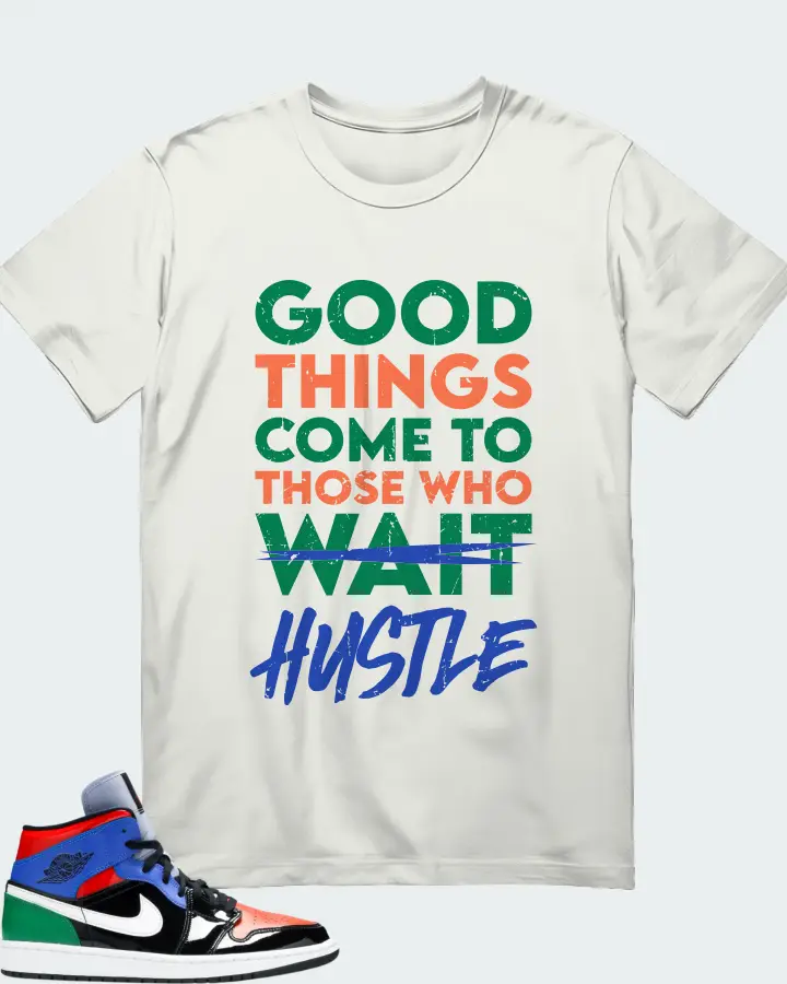 Jordan 1 Mid Sneaker Matching Ash T-Shirt - Good Things Come