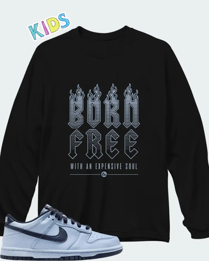 Nike Dunk Low LV8 Hydrogen Blue Thunder Blue Matching Kid's Long Sleeve T-Shirt