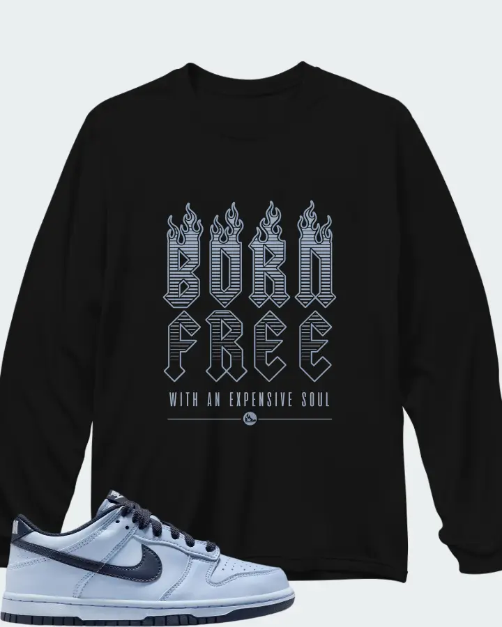Nike Dunk Low LV8 Hydrogen Blue Thunder Blue Matching Long Sleeve T-Shirt