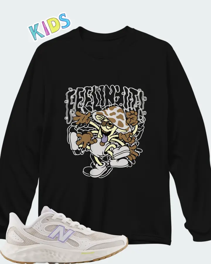 New Balance Fresh Foam Arishi v4 Tiralux Sea Salt with Timberwolf Daybreak Matching Kid's Long Sleeve T-Shirt
