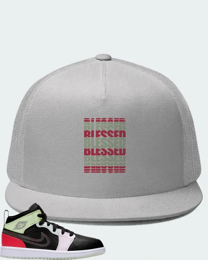 Jordan 1 Mid Sneaker Matching White Hat - BLESSED Many Times