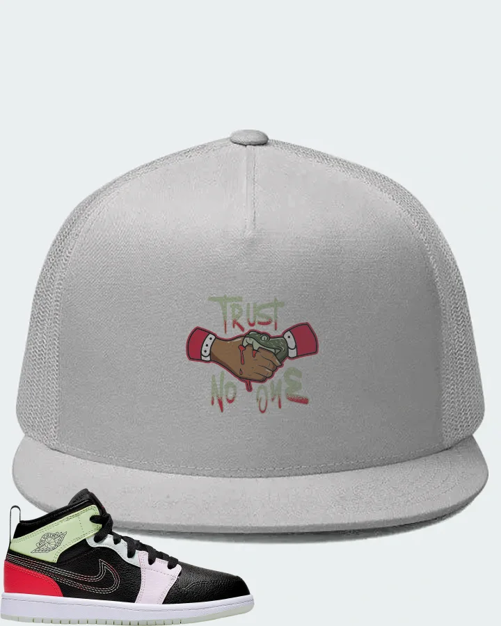 Jordan 1 Mid Sneaker Matching White Hat - Trust No One