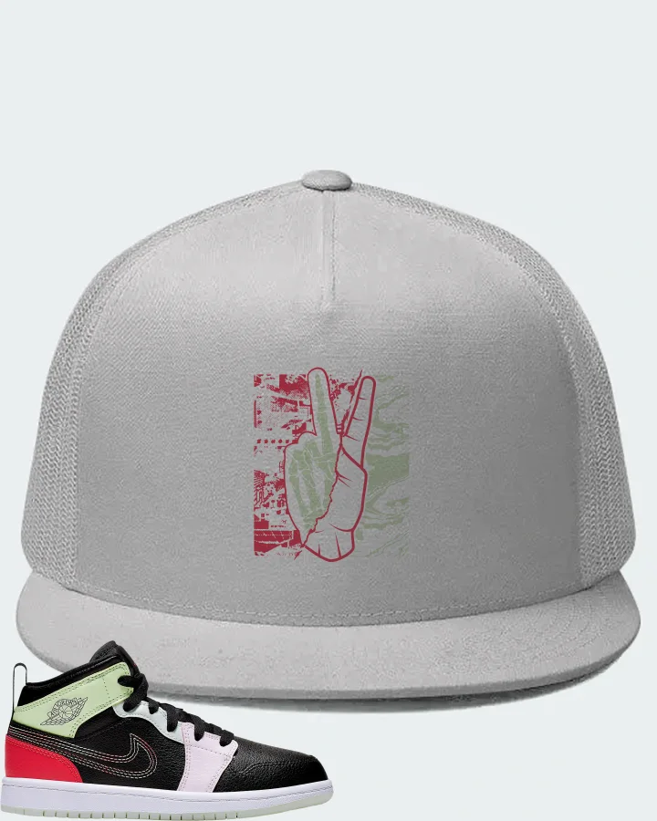 Jordan 1 Mid Sneaker Matching White Hat - Peace of mind