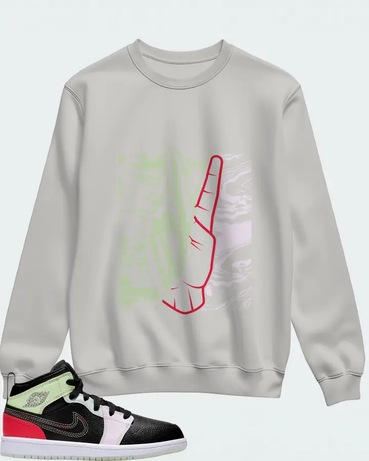 Jordan 1 Mid Sneaker Matching Grey Sweatshirt - Peace of mind