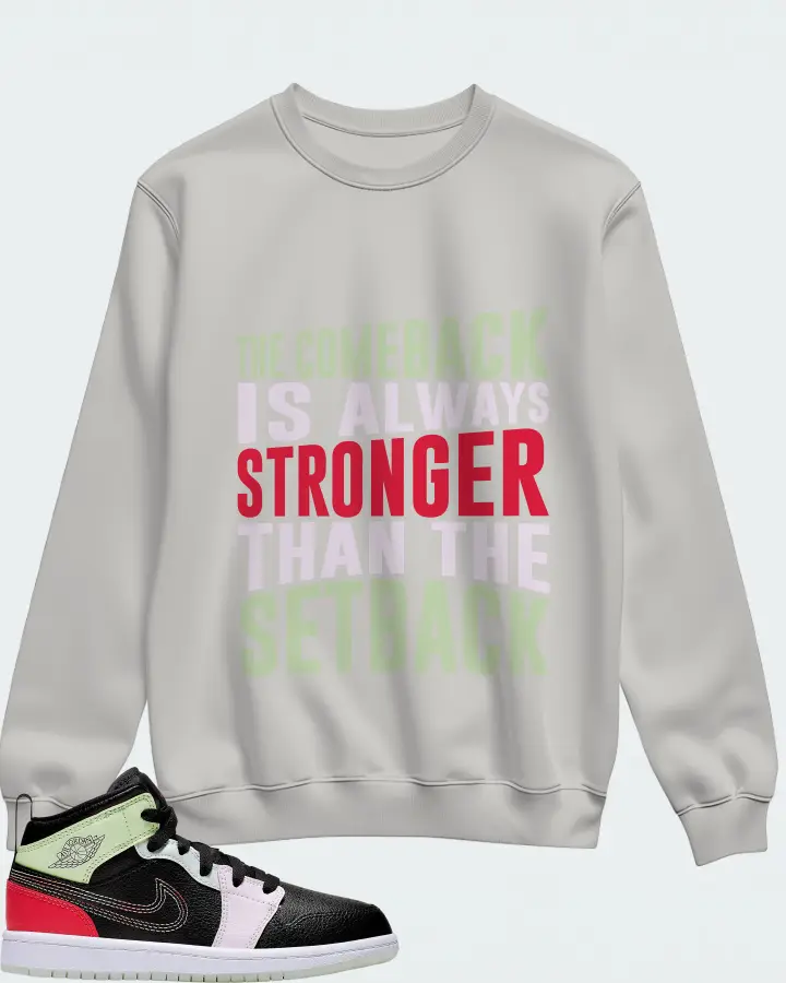 Jordan 1 Mid Sneaker Matching Grey Sweatshirt - The Comeback