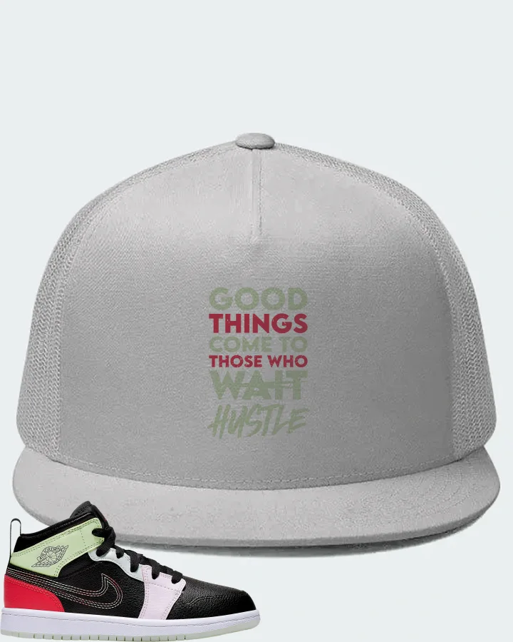 Jordan 1 Mid Sneaker Matching White Hat - Good Things Come