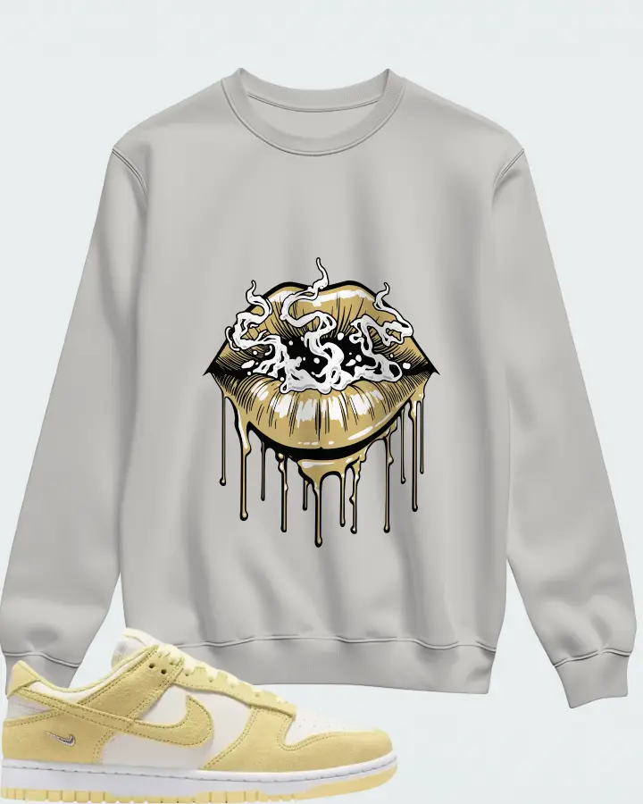 Nike Dunk Low Suede Sail White Metallic Silver Soft Yellow Matching Sweatshirt