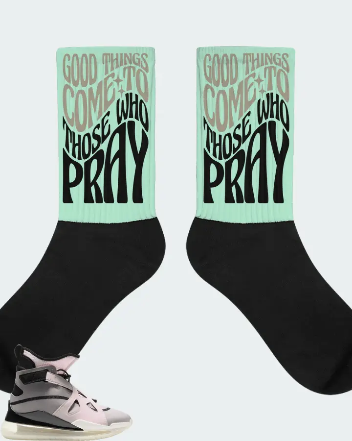 Jordan Air Latitude 720 Sneaker Matching Mint Socks - Good Things Come To Those Who Pray