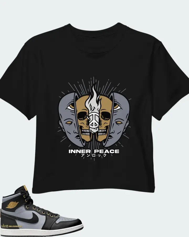 Air Jordan 1 High 85 Wings Black Wolf Grey Metallic Gold Matching Crop Top