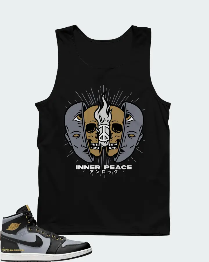 Air Jordan 1 High 85 Wings Black Wolf Grey Metallic Gold Matching Tank Top
