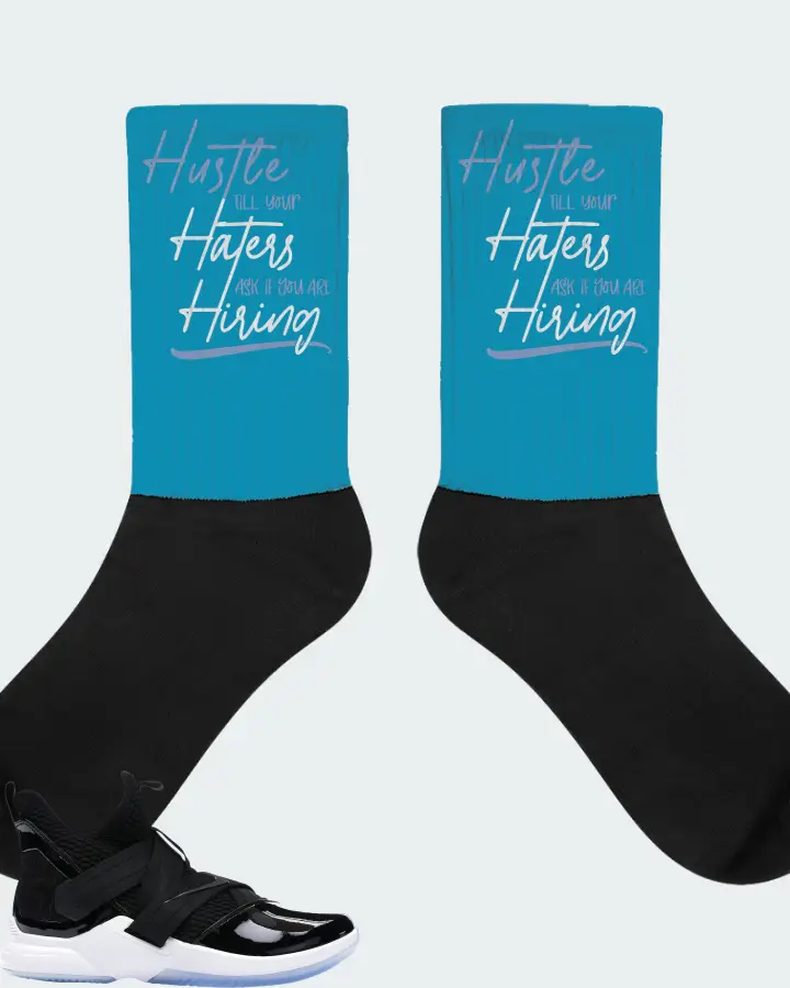 Nike LeBron Soldier 12 SFG Sneaker Matching Aqua Socks - HUSTLE TILL YOUR HATERS ASK
