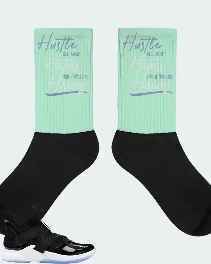 Nike LeBron Soldier 12 SFG Sneaker Matching Mint Socks - HUSTLE TILL YOUR HATERS ASK