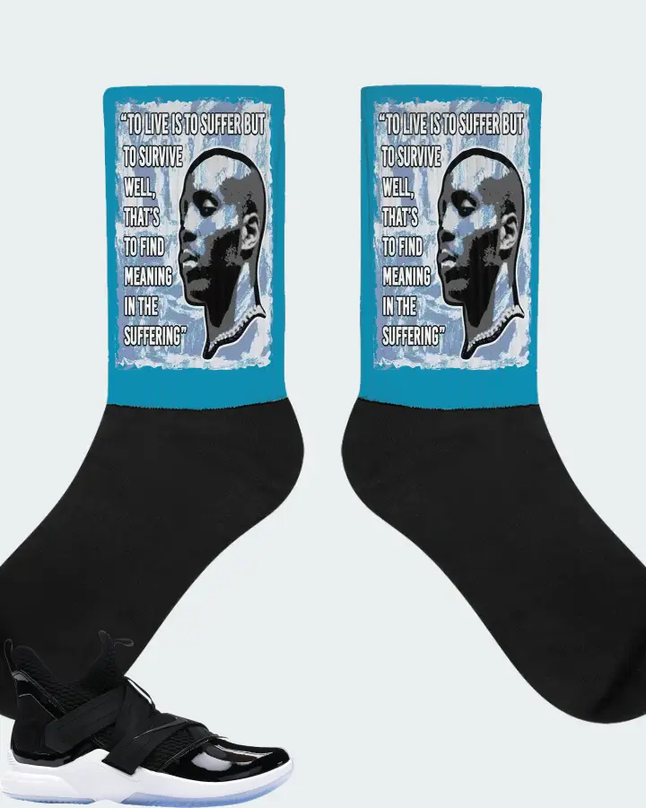 Nike LeBron Soldier 12 SFG Sneaker Matching Aqua Socks - DMX Suffer Quote