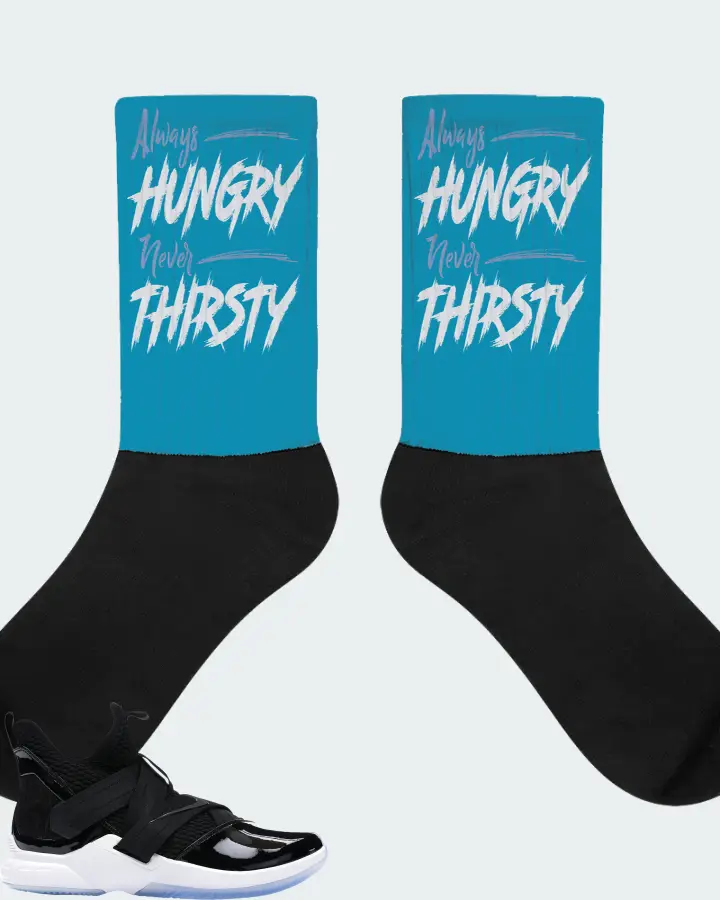 Nike LeBron Soldier 12 SFG Sneaker Matching Aqua Socks - Always HUNGRY Never THIRSTY