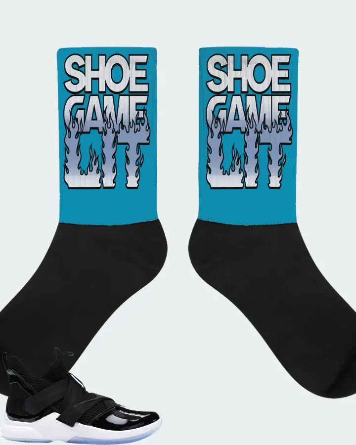 Nike LeBron Soldier 12 SFG Sneaker Matching Aqua Socks - Shoe Game Lit Refreshed