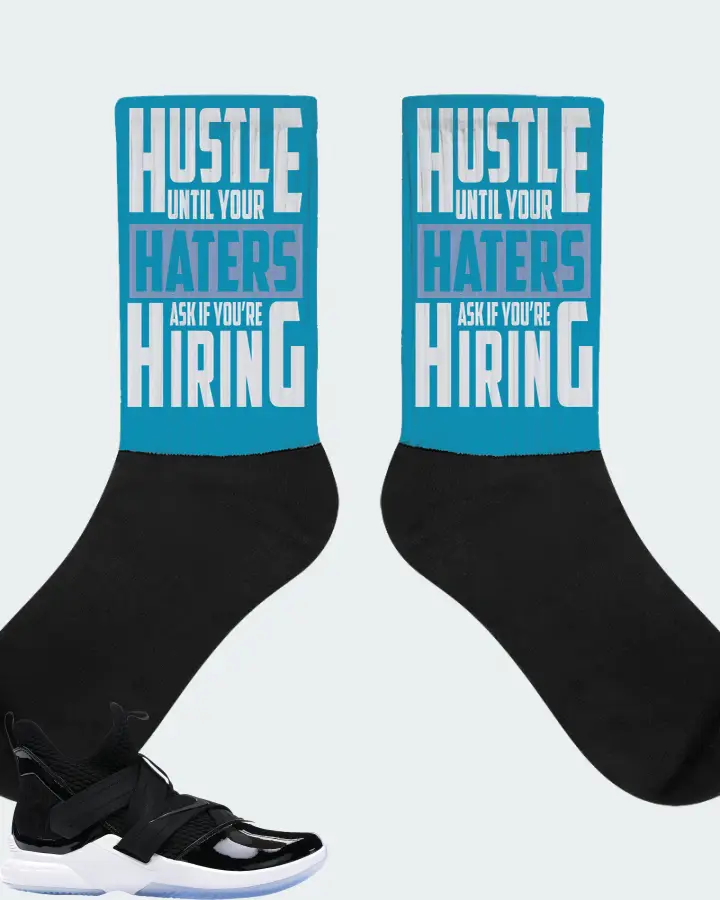 Nike LeBron Soldier 12 SFG Sneaker Matching Aqua Socks - HUSTLE UNTIL YOUR HATERS