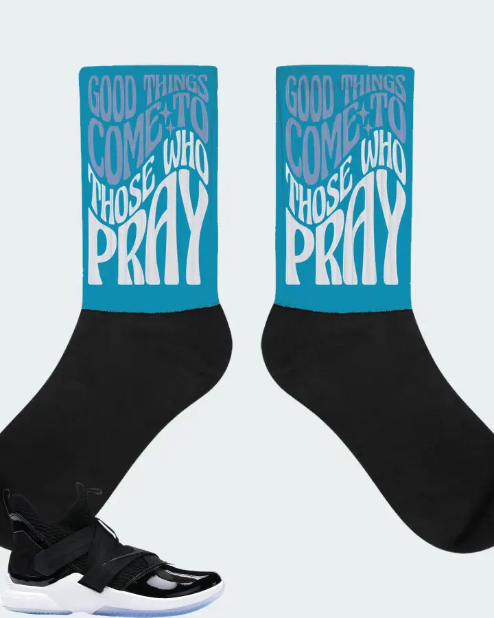 Nike LeBron Soldier 12 SFG Sneaker Matching Aqua Socks - Good Things Come To Those Who Pray
