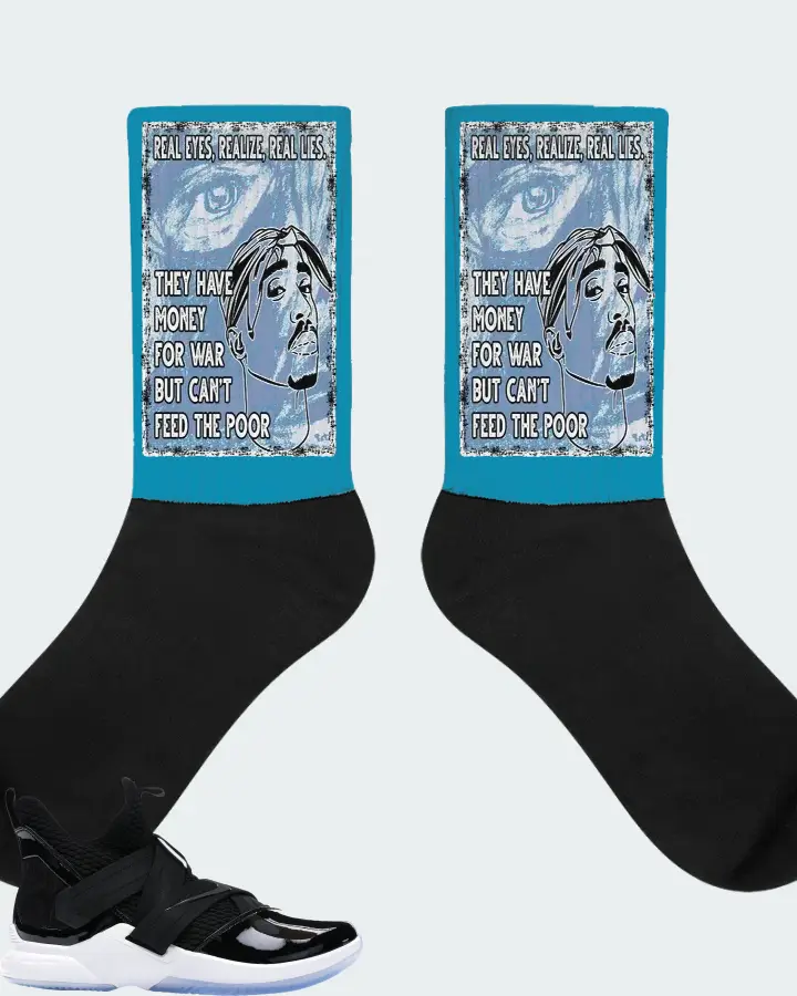 Nike LeBron Soldier 12 SFG Sneaker Matching Aqua Socks - TUPAC Real Eyes Realize Real Lies