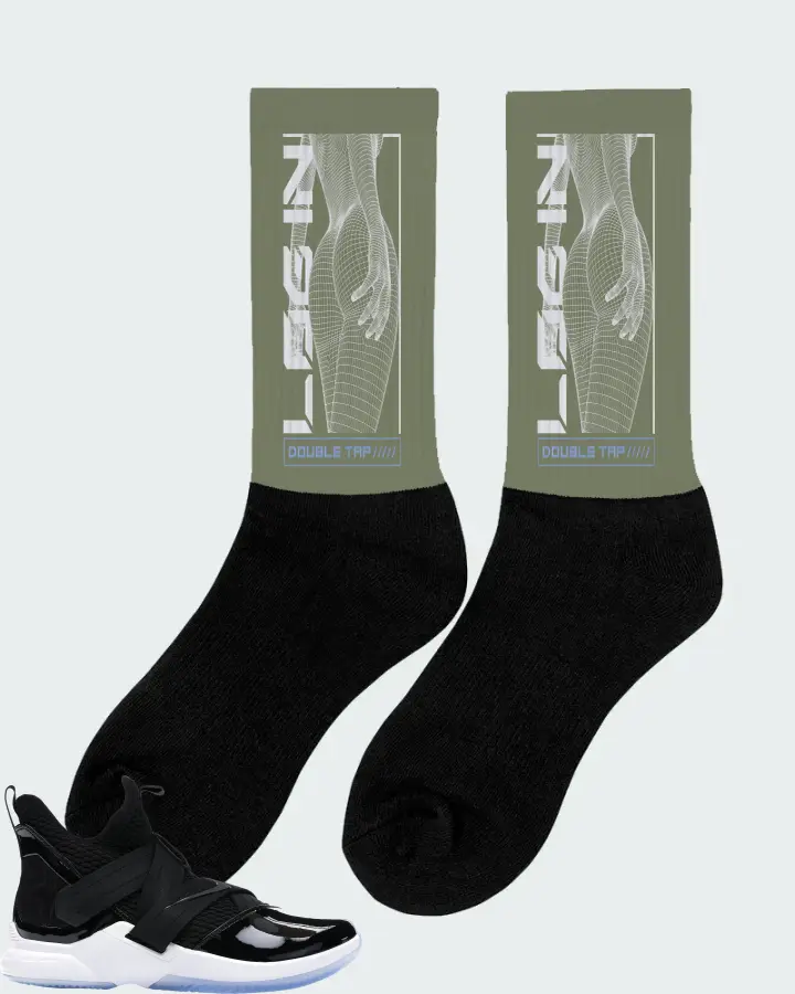Nike LeBron Soldier 12 SFG Sneaker Matching Olive Socks (LOGIN) - View 3