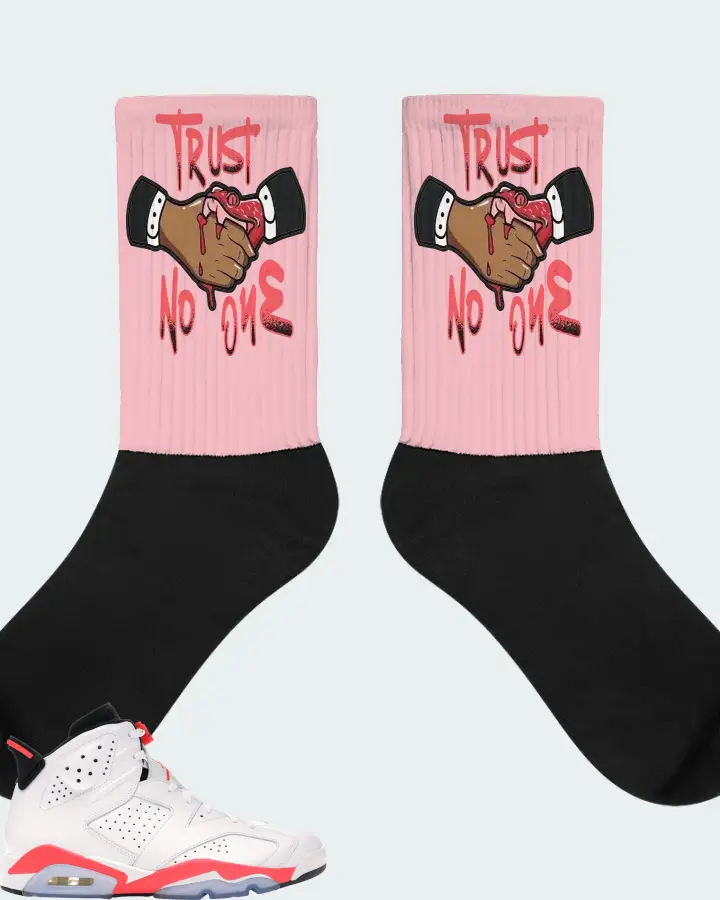 Jordan 6 Retro Sneaker Matching Pink Socks - Trust No One