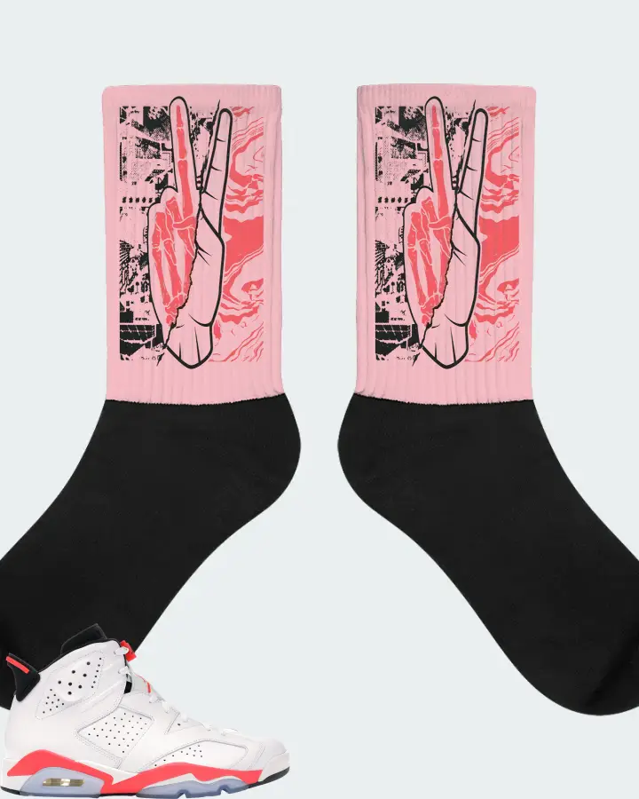 Jordan 6 Retro Sneaker Matching Pink Socks - Peace of mind