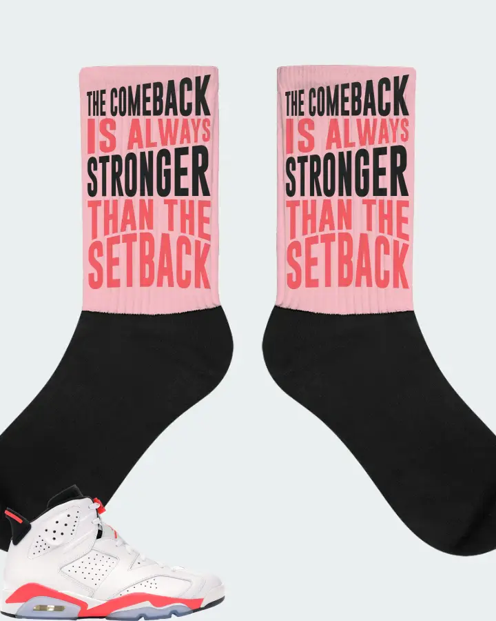 Jordan 6 Retro Sneaker Matching Pink Socks - The Comeback