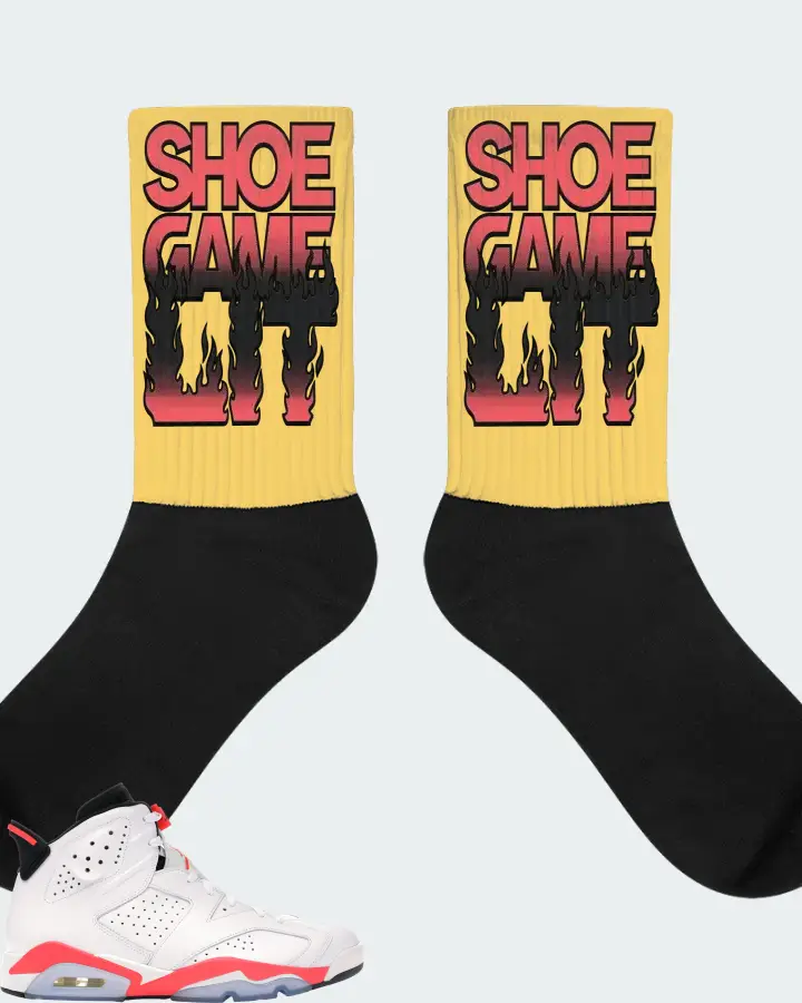 Jordan 6 Retro Sneaker Matching Yellow Socks - Shoe Game Lit Refreshed