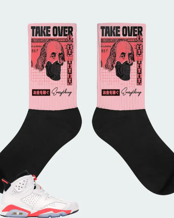 Jordan 6 Retro Sneaker Matching Pink Socks - Take Over