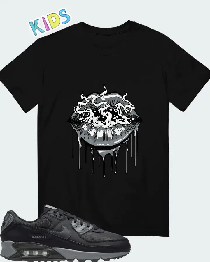 Nike Air Max 90 Black Cool Grey Matching Kid's T-Shirt