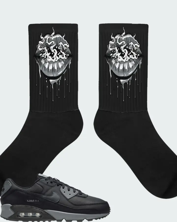 Nike Air Max 90 Black Cool Grey Matching Socks