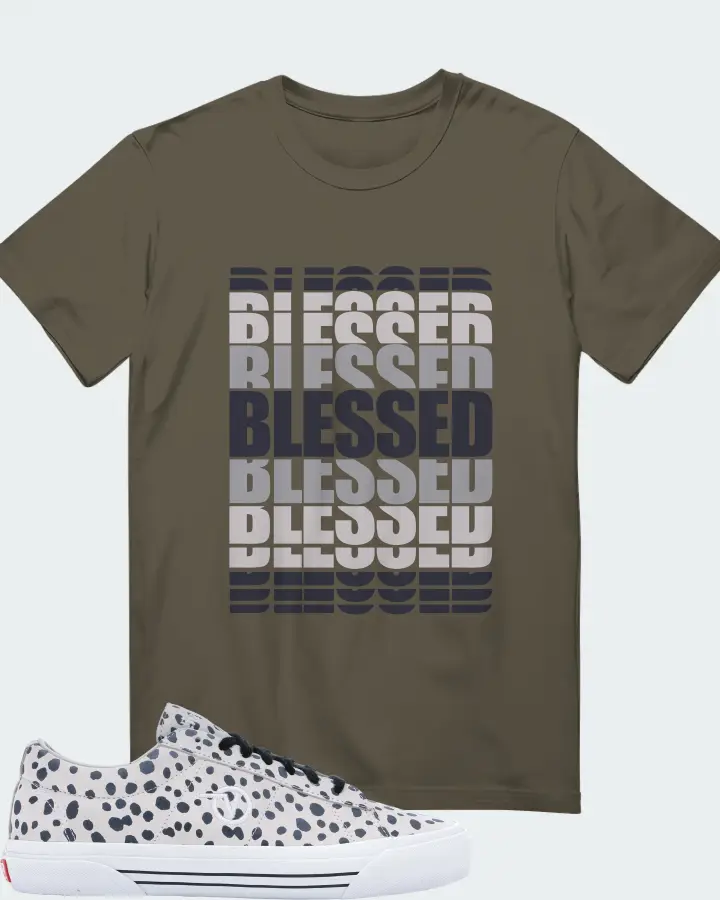 Vans Sid Pro Sneaker Matching Army Green Gildan T-Shirt - BLESSED Many Times