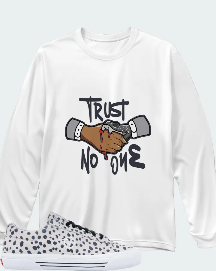 Vans Sid Pro Sneaker Matching White Long Sleeve T-Shirt - Trust No One