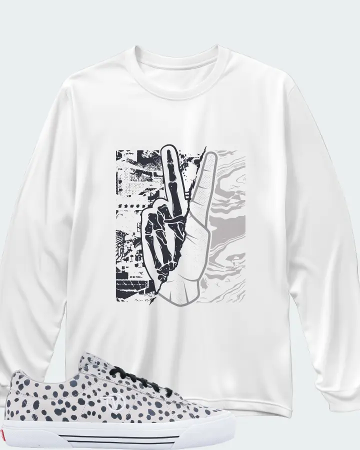 Vans Sid Pro Sneaker Matching White Long Sleeve T-Shirt - Peace of mind
