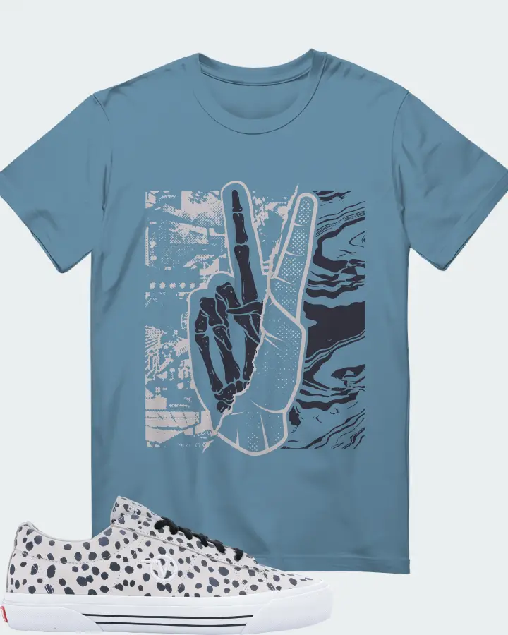 Vans Sid Pro Sneaker Matching Steel Blue T-Shirt - Peace of mind