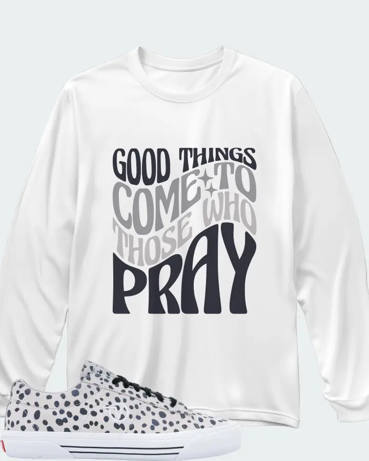 Vans Sid Pro Sneaker Matching White Long Sleeve T-Shirt - Good Things Come To Those Who Pray