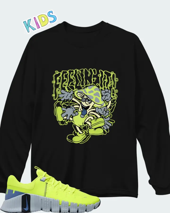 NIke Free Metcon 5 Volt Wolf Grey Matching Kid's Long Sleeve T-Shirt