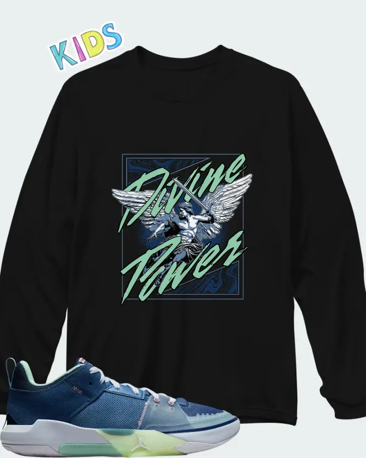 Air Jordan One Take 5 Stone Blue Matching Kid's Long Sleeve T-Shirt