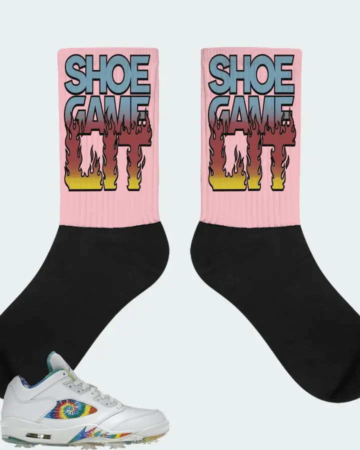 Jordan 5 Retro Low Golf Sneaker Matching Pink Socks - Shoe Game Lit Refreshed