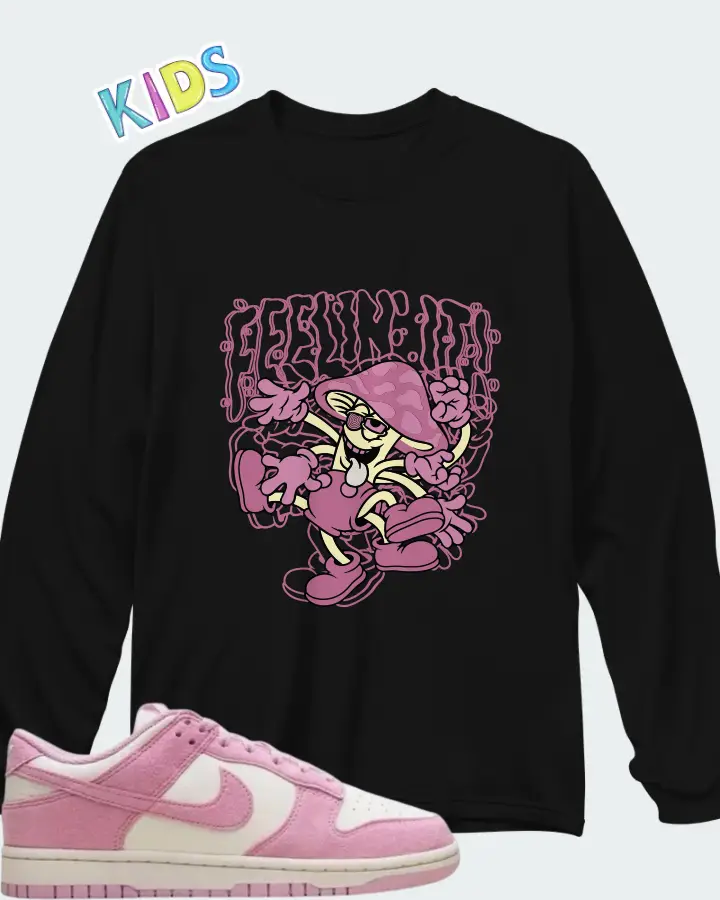 Nike Dunk Low Next Nature Pink Rise Matching Kid's Long Sleeve T-Shirt