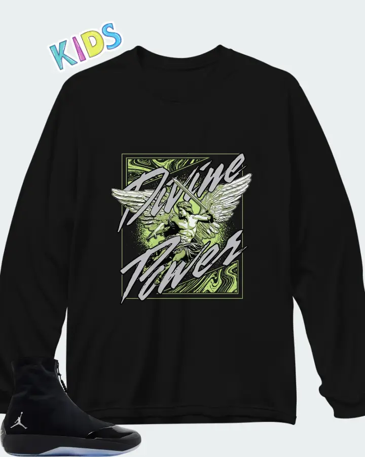 Air Jordan 4028 Black Volt Matching Kid's Long Sleeve T-Shirt
