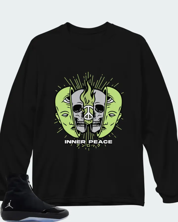 Air Jordan 4028 Black Volt Matching Long Sleeve T-Shirt