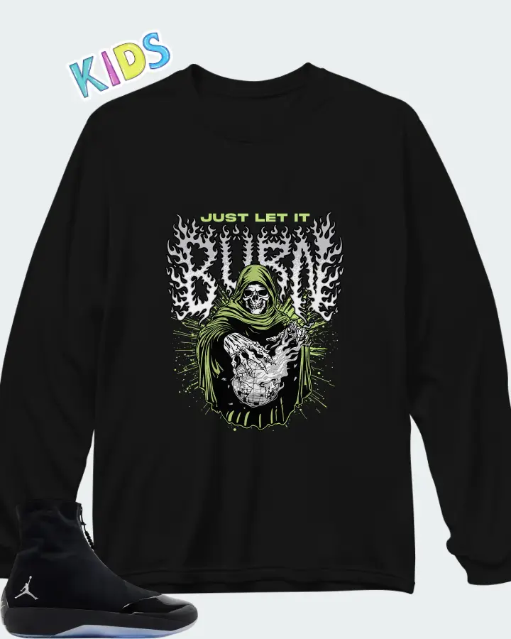 Air Jordan 4028 Black Volt Matching Kid's Long Sleeve T-Shirt