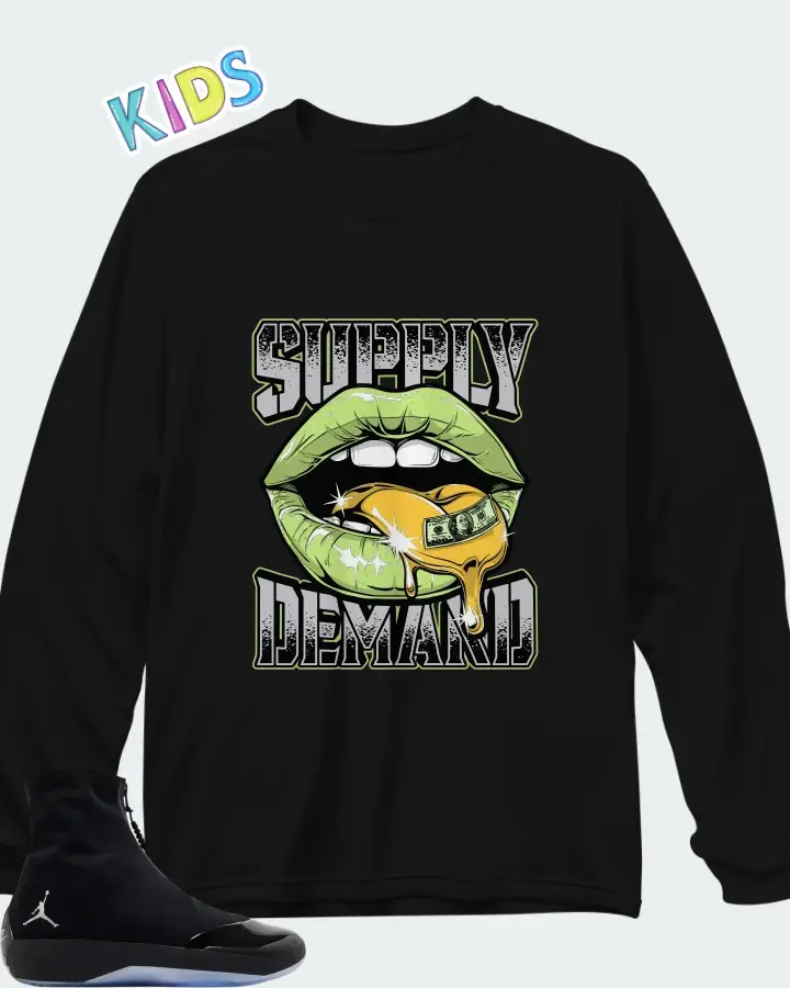 Air Jordan 4028 Black Volt Matching Kid's Long Sleeve T-Shirt