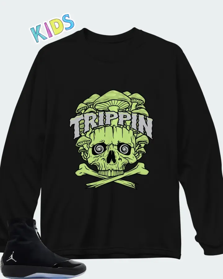 Air Jordan 4028 Black Volt Matching Kid's Long Sleeve T-Shirt