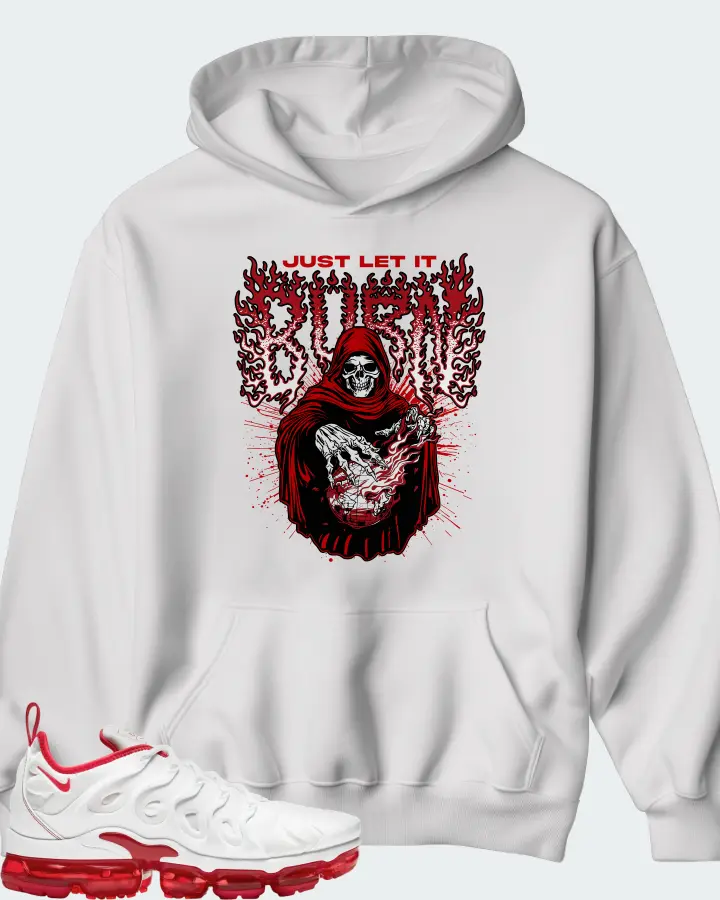 Nike Air VaporMax Plus White University Red Matching Hoodie