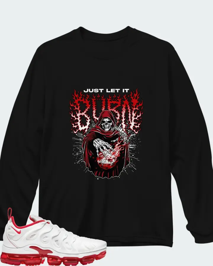 Nike Air VaporMax Plus White University Red Matching Long Sleeve T-Shirt