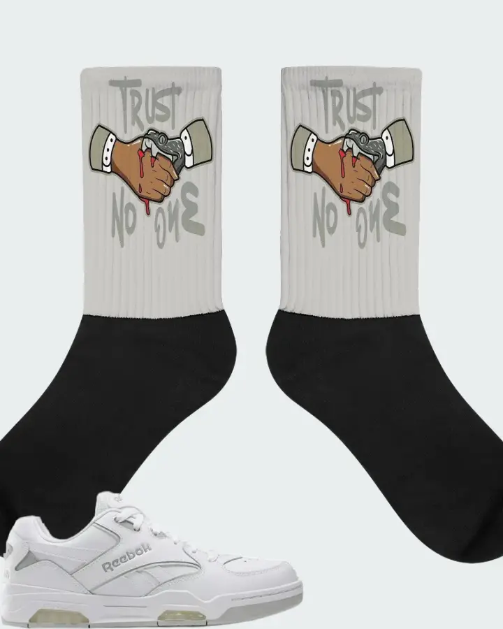 Reebok BB4500 DMX  White Grey  Sneaker Matching Grey Socks - Trust No One