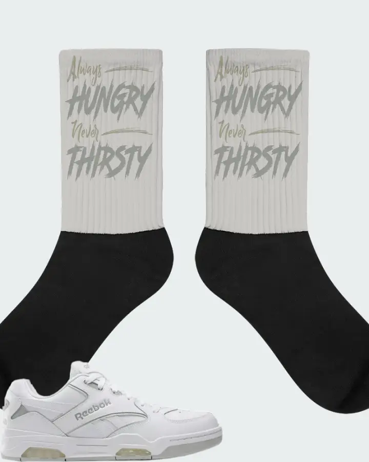 Reebok BB4500 DMX  White Grey  Sneaker Matching Grey Socks - Always HUNGRY Never THIRSTY
